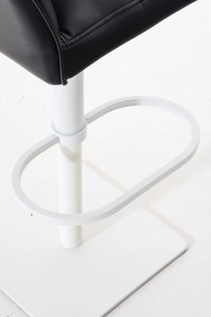 Lot de 2 tabourets de bar pivotants similicuir noir cadre métal blanc – Assise fauteuil rembourrée avec accoudoirs – Hauteur réglable 10_0006620