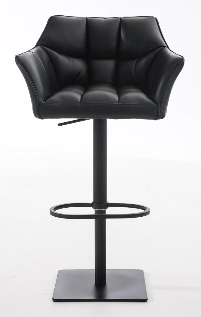 Lot de 2 tabourets de bar pivotants similicuir noir cadre métal noir – Assise fauteuil rembourrée avec accoudoirs – Hauteur réglable 10_0006570