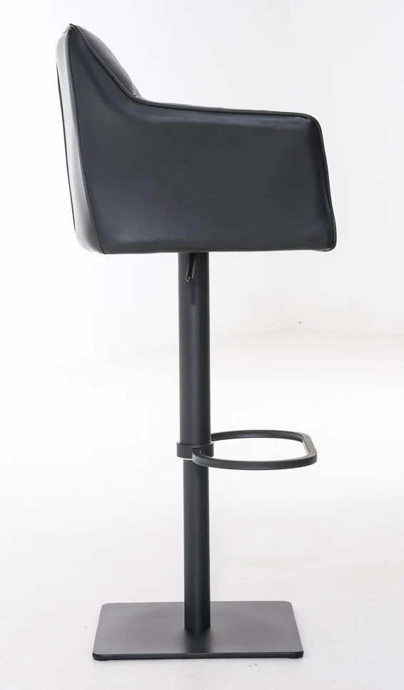 Lot de 2 tabourets de bar pivotants similicuir noir cadre métal noir – Assise fauteuil rembourrée avec accoudoirs – Hauteur réglable 10_0006570
