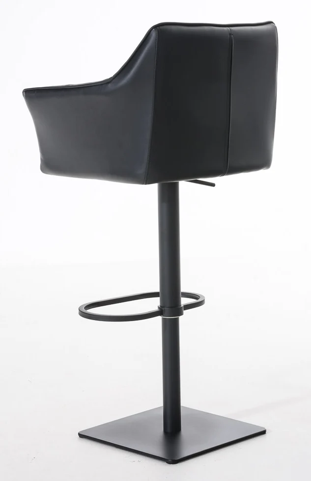 Lot de 2 tabourets de bar pivotants similicuir noir cadre métal noir – Assise fauteuil rembourrée avec accoudoirs – Hauteur réglable 10_0006570