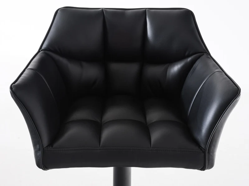 Lot de 2 tabourets de bar pivotants similicuir noir cadre métal noir – Assise fauteuil rembourrée avec accoudoirs – Hauteur réglable 10_0006570