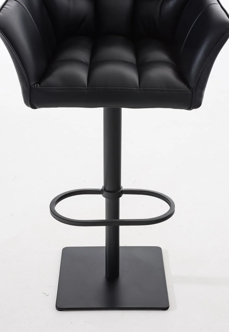 Lot de 2 tabourets de bar pivotants similicuir noir cadre métal noir – Assise fauteuil rembourrée avec accoudoirs – Hauteur réglable 10_0006570