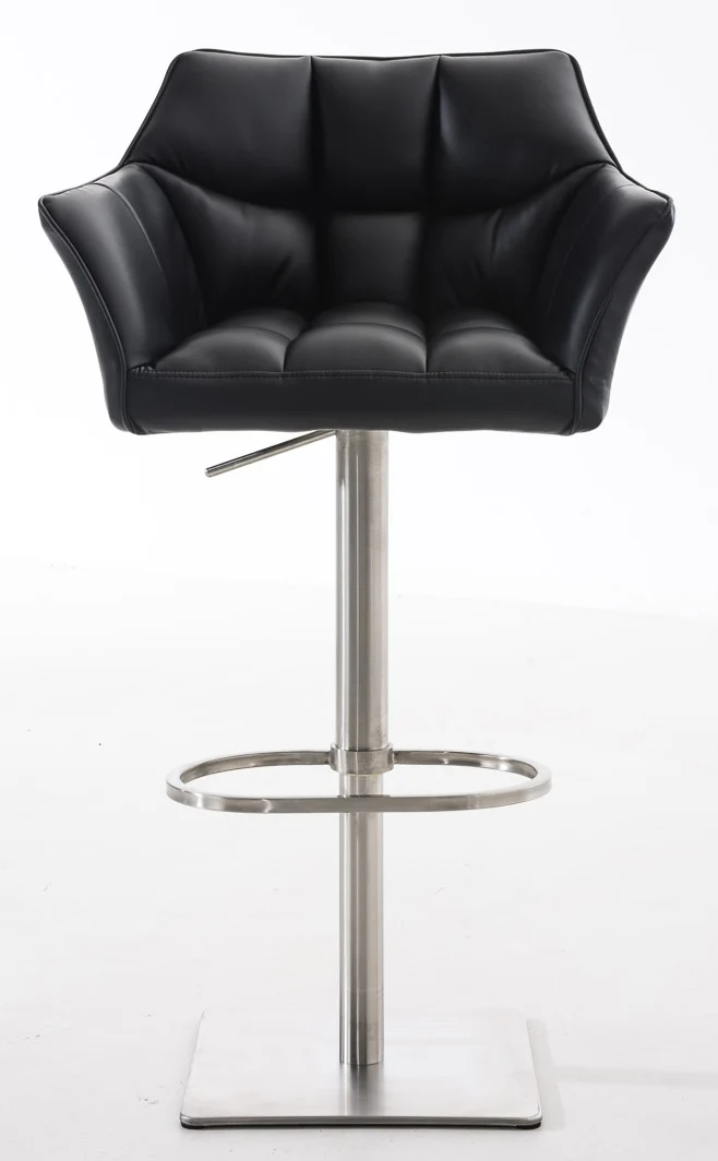 Lot de 2 tabourets de bar pivotants similicuir noir cadre acier inoxydable – Assise fauteuil rembourrée avec accoudoirs – Hauteur réglable 10_0006569