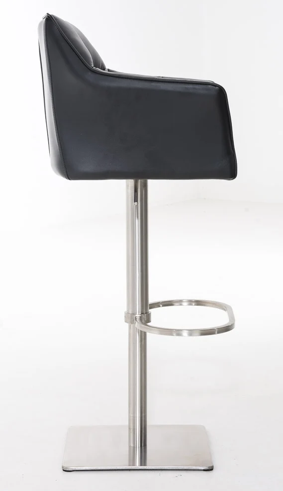 Lot de 2 tabourets de bar pivotants similicuir noir cadre acier inoxydable – Assise fauteuil rembourrée avec accoudoirs – Hauteur réglable 10_0006569