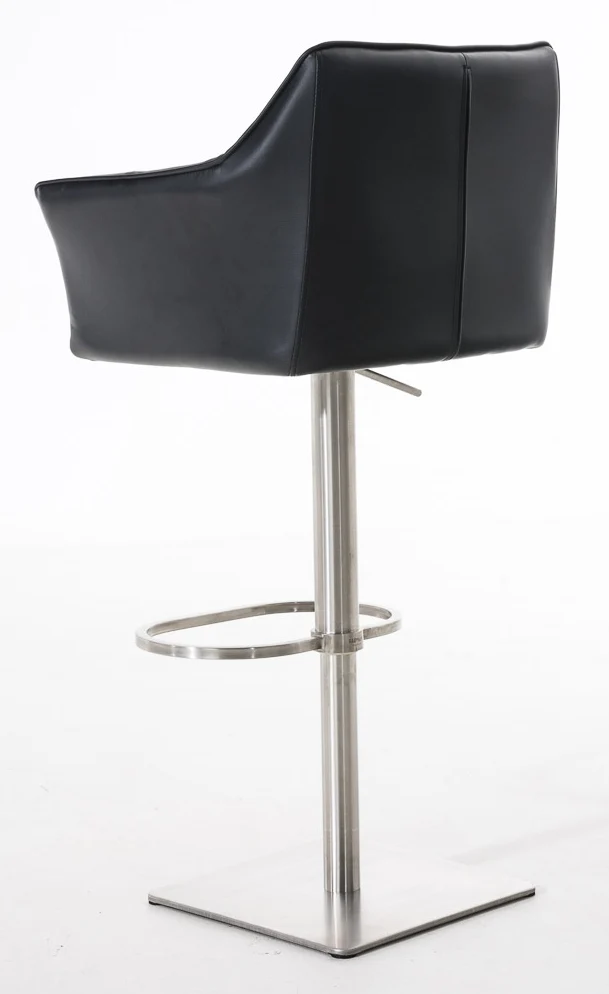 Lot de 2 tabourets de bar pivotants similicuir noir cadre acier inoxydable – Assise fauteuil rembourrée avec accoudoirs – Hauteur réglable 10_0006569
