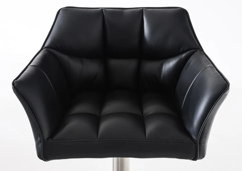 Lot de 2 tabourets de bar pivotants similicuir noir cadre acier inoxydable – Assise fauteuil rembourrée avec accoudoirs – Hauteur réglable 10_0006569