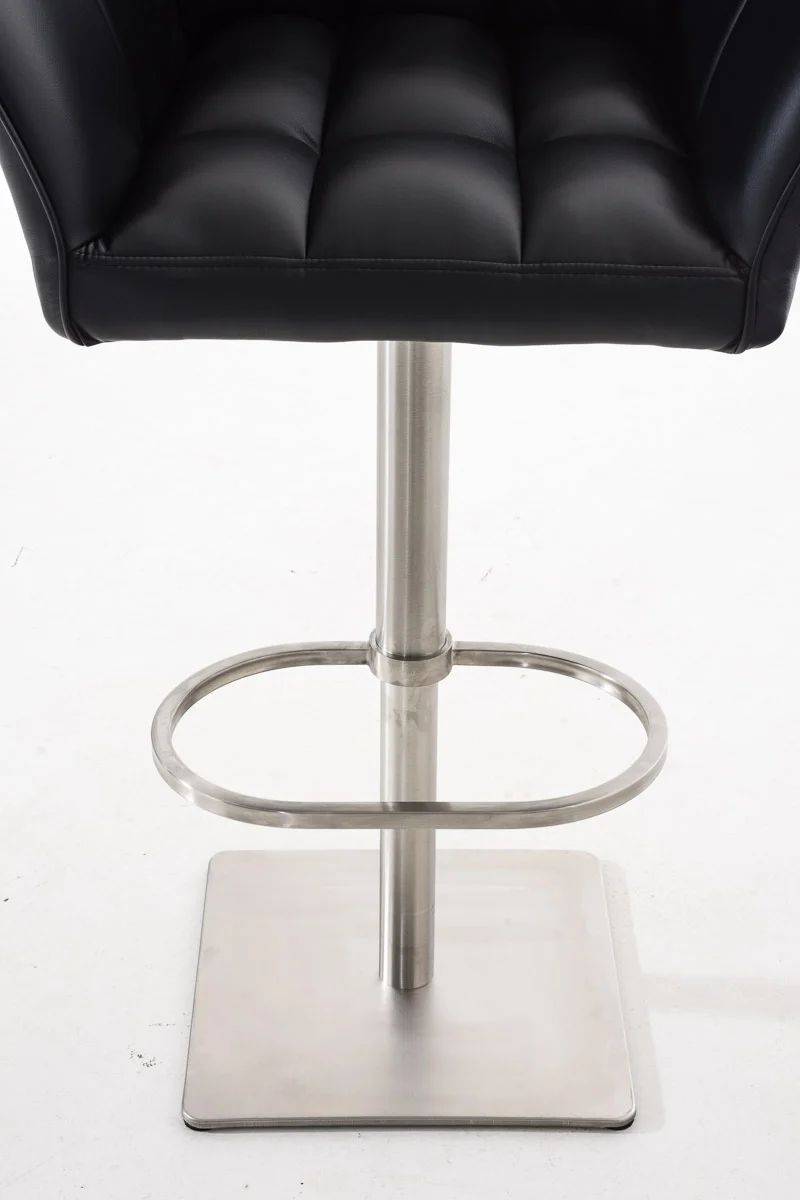 Lot de 2 tabourets de bar pivotants similicuir noir cadre acier inoxydable – Assise fauteuil rembourrée avec accoudoirs – Hauteur réglable 10_0006569