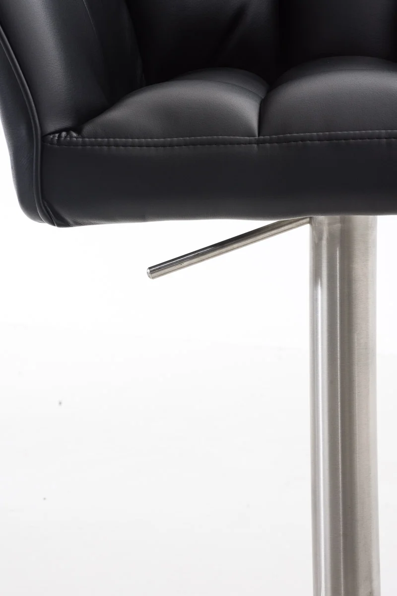 Lot de 2 tabourets de bar pivotants similicuir noir cadre acier inoxydable – Assise fauteuil rembourrée avec accoudoirs – Hauteur réglable 10_0006569