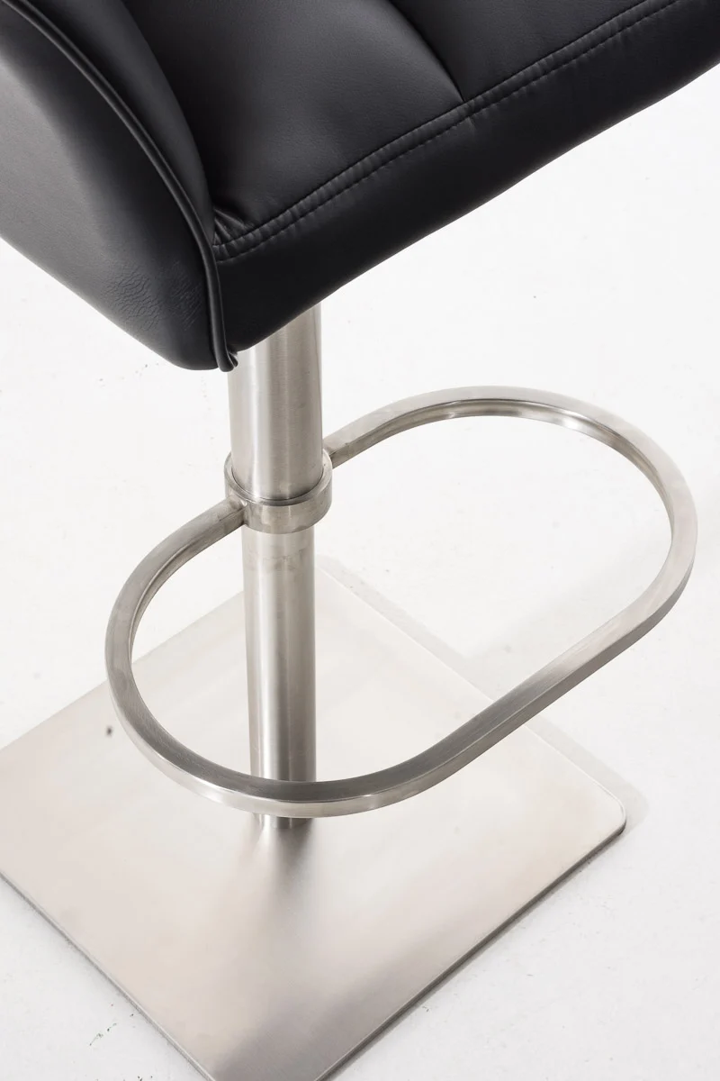 Lot de 2 tabourets de bar pivotants similicuir noir cadre acier inoxydable – Assise fauteuil rembourrée avec accoudoirs – Hauteur réglable 10_0006569
