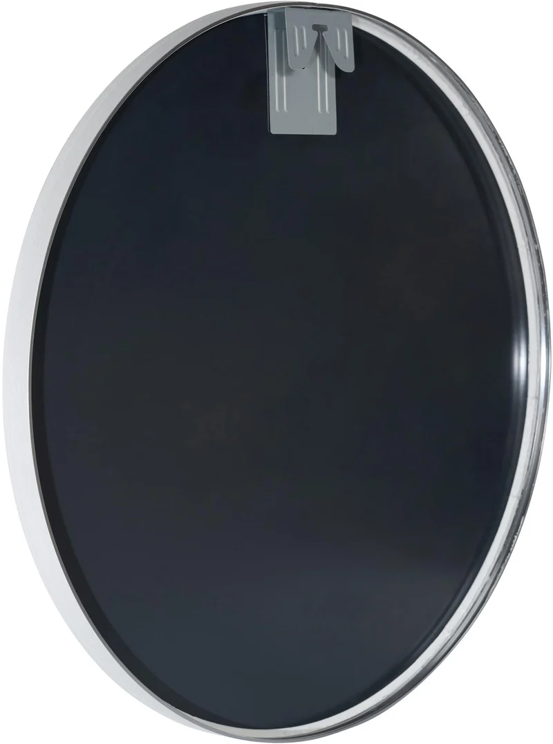 Miroir mural rond 60 cm cadre minimaliste argenté 3 cm design moderne fixation murale incluse 10_0008546