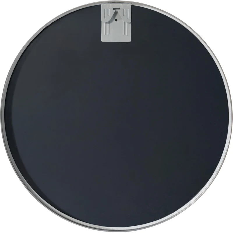 Miroir mural rond 60 cm cadre minimaliste argenté 3 cm design moderne fixation murale incluse 10_0008546