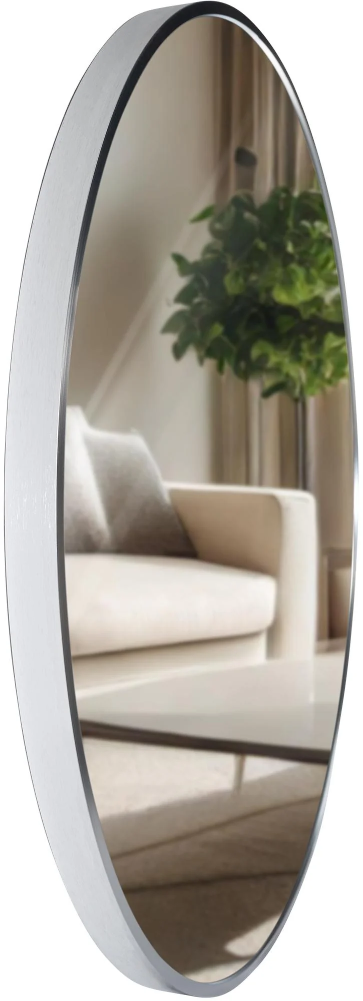 Miroir mural rond 60 cm cadre minimaliste argenté 3 cm design moderne fixation murale incluse 10_0008546
