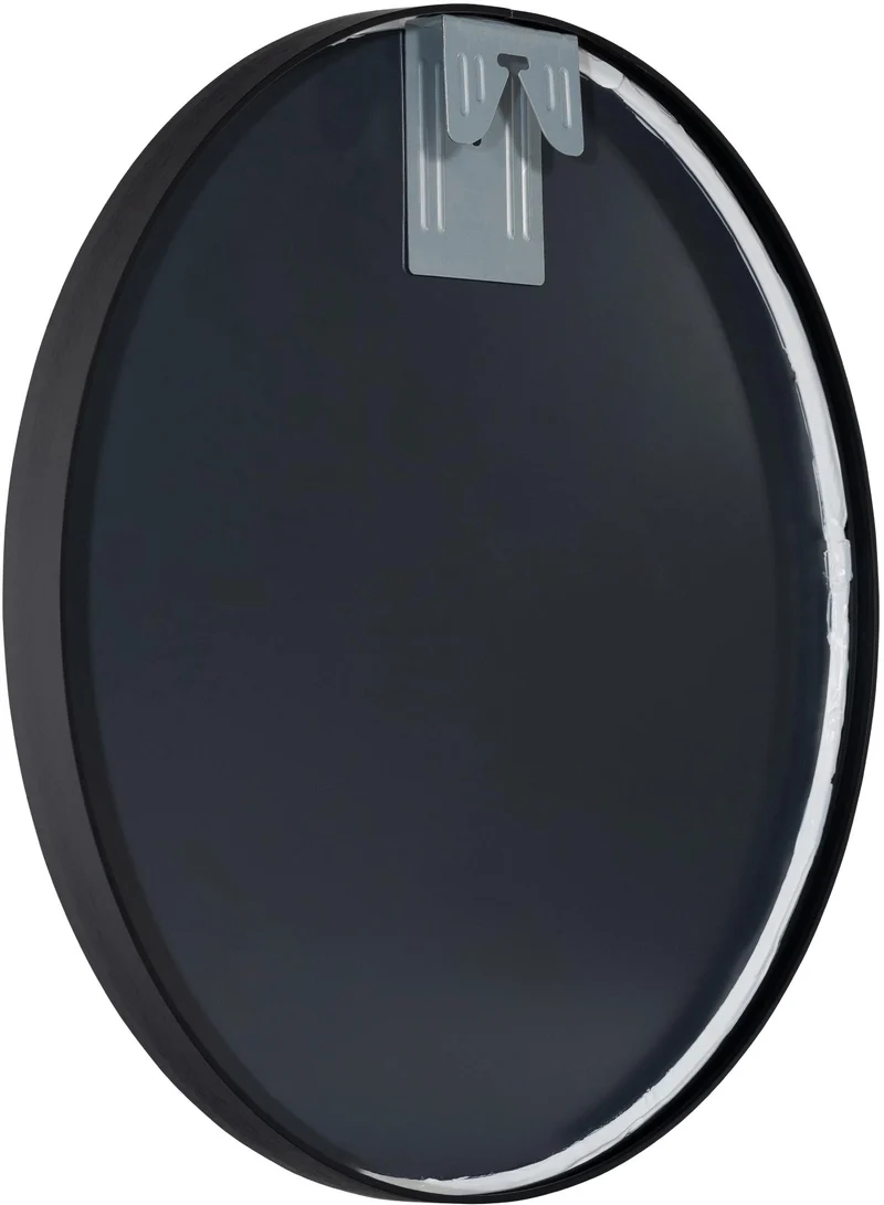 Miroir mural rond 45 cm cadre minimaliste noir 3 cm design moderne fixation murale incluse 10_0008525