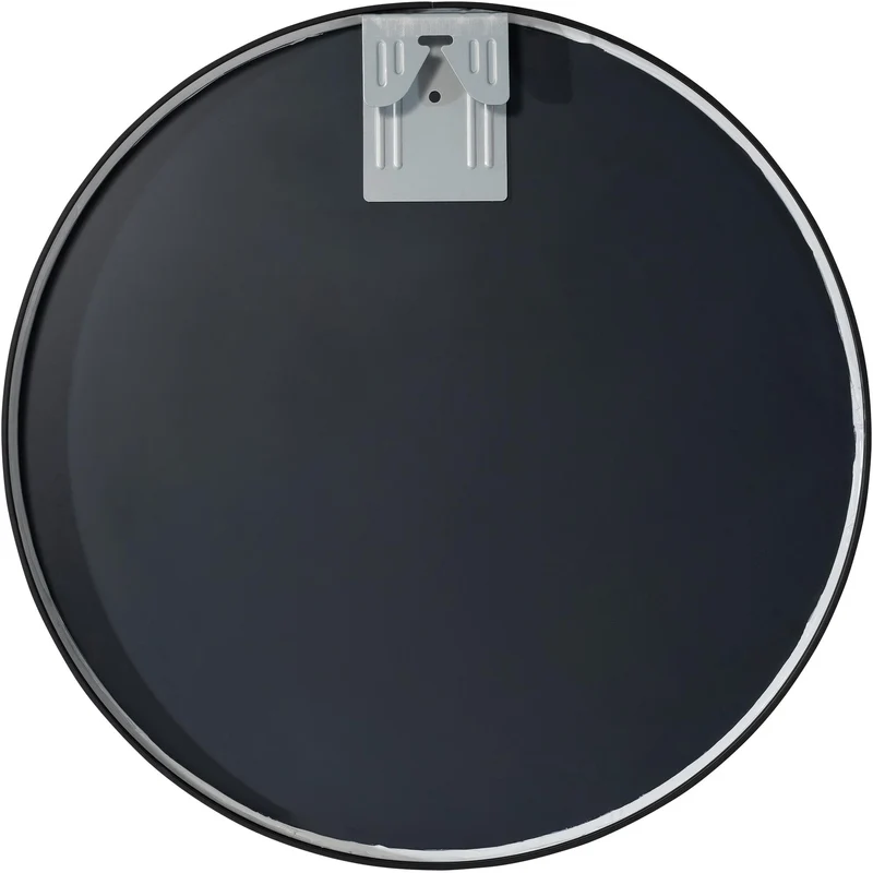 Miroir mural rond 45 cm cadre minimaliste noir 3 cm design moderne fixation murale incluse 10_0008525