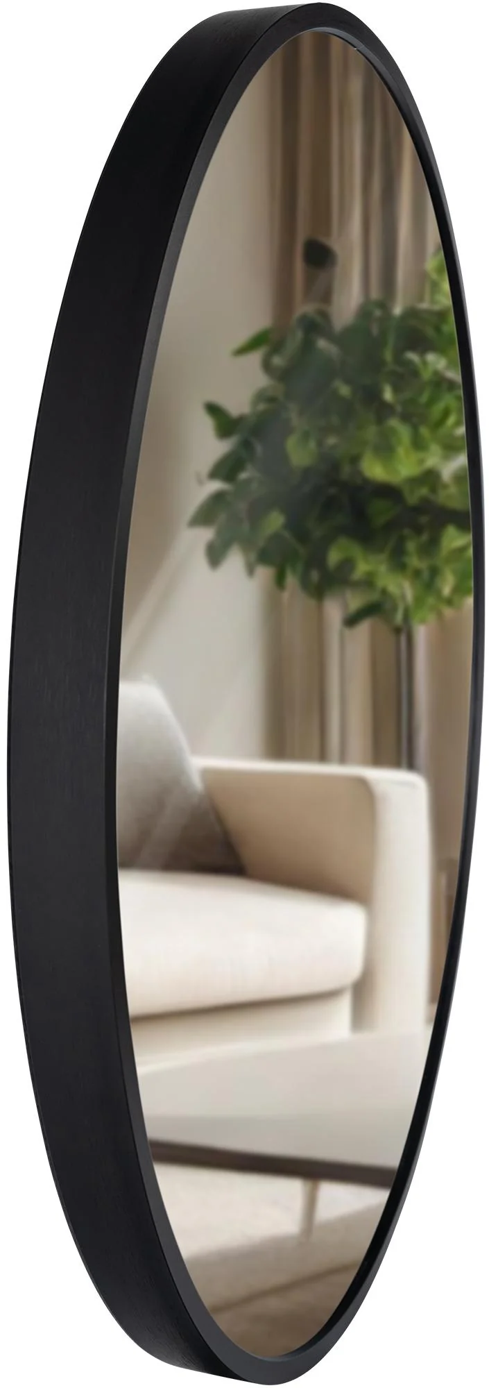 Miroir mural rond 45 cm cadre minimaliste noir 3 cm design moderne fixation murale incluse 10_0008525