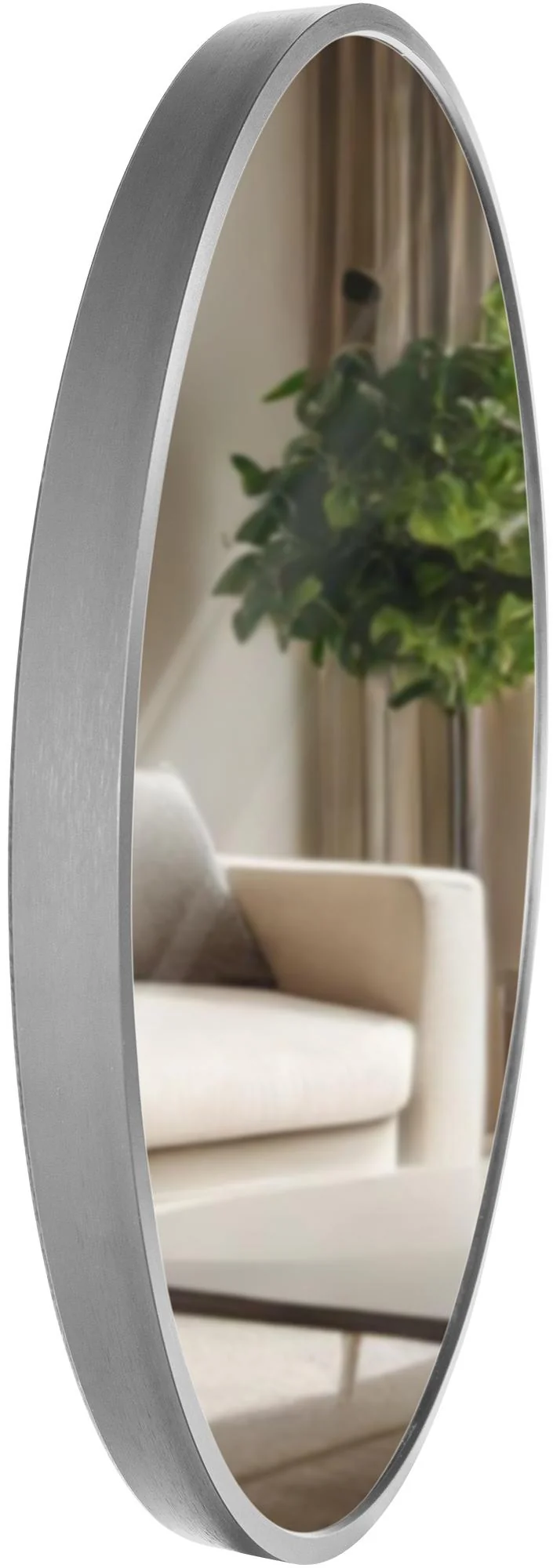 Miroir mural rond 45 cm cadre minimaliste argenté 3 cm design moderne fixation murale incluse 10_0008494