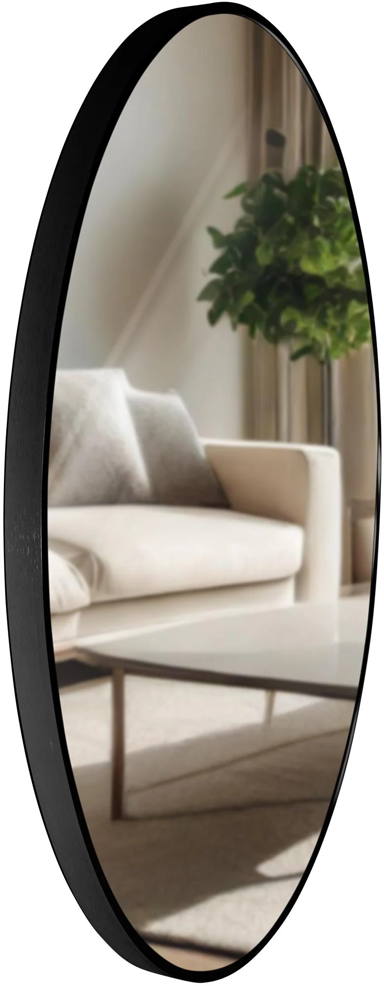 Miroir mural rond 80 cm cadre minimaliste noir 3 cm design moderne fixation murale incluse 10_0008481