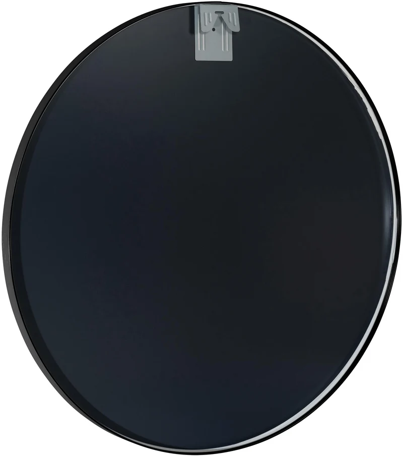 Miroir mural rond 80 cm cadre minimaliste noir 3 cm design moderne fixation murale incluse 10_0008481