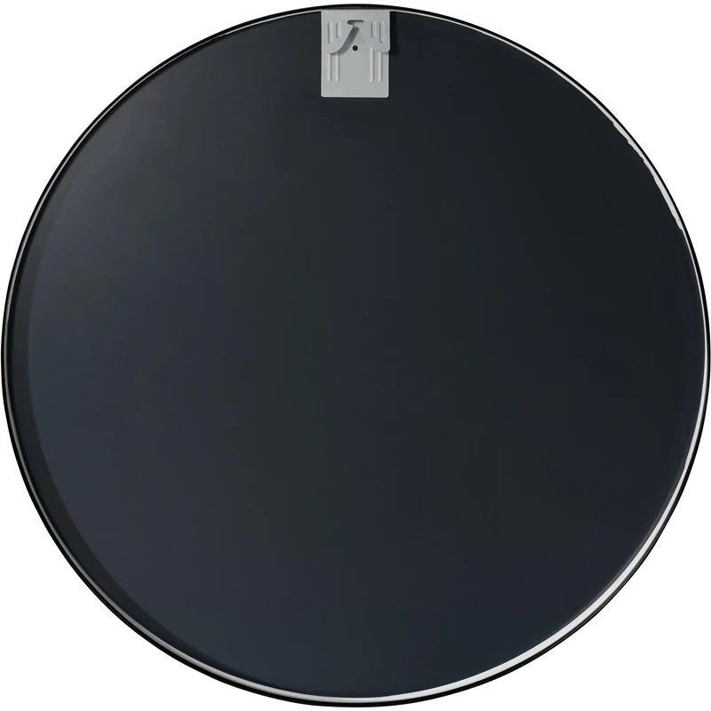Miroir mural rond 80 cm cadre minimaliste noir 3 cm design moderne fixation murale incluse 10_0008481