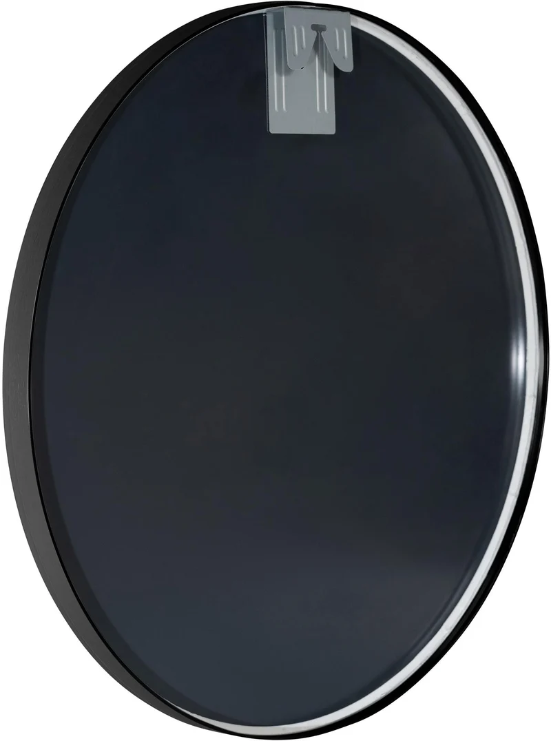 Miroir mural rond 60 cm cadre minimaliste noir 3 cm design moderne fixation murale incluse 10_0008442