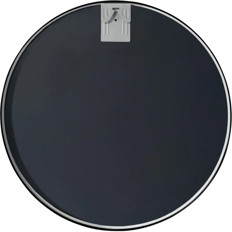 Miroir mural rond 60 cm cadre minimaliste noir 3 cm design moderne fixation murale incluse 10_0008442