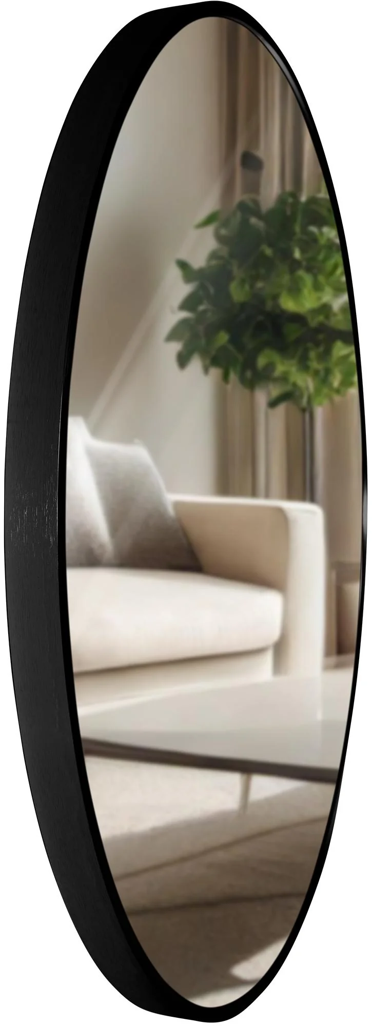 Miroir mural rond 60 cm cadre minimaliste noir 3 cm design moderne fixation murale incluse 10_0008442