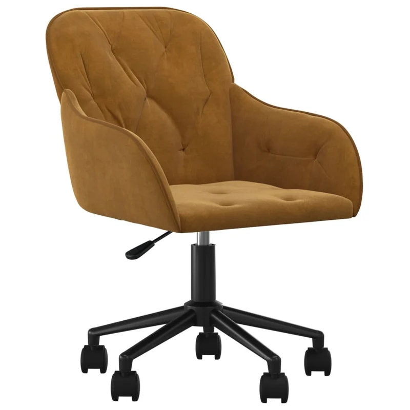 Lot de 2 chaises de salle à manger sur roulettes siège pivotant hauteur réglable en velours marron DEC025277