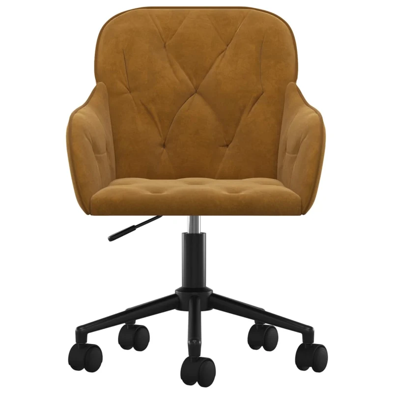Lot de 2 chaises de salle à manger sur roulettes siège pivotant hauteur réglable en velours marron DEC025277