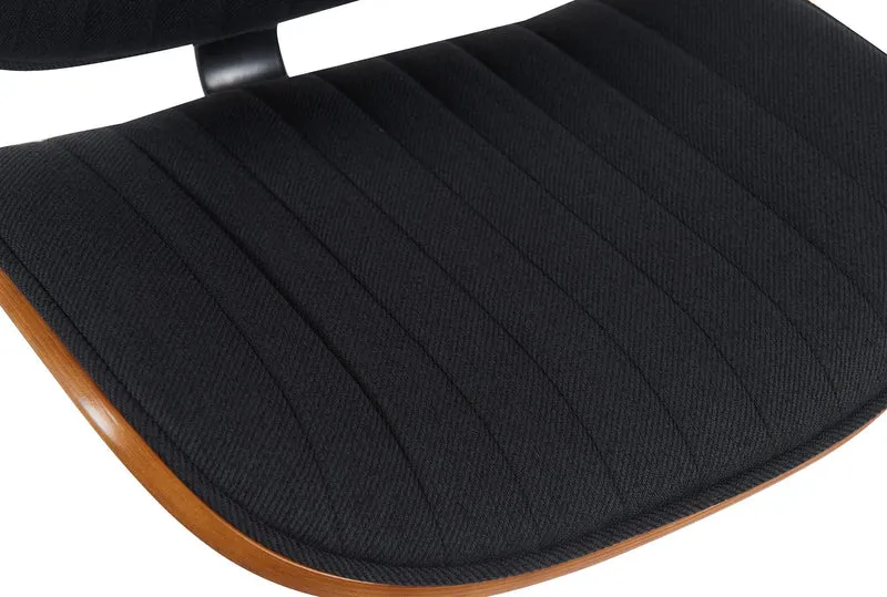 Tabouret de bar x1 style rétro moderne assise en tissu noir bois noyer et cadre métal noir 10_0006411