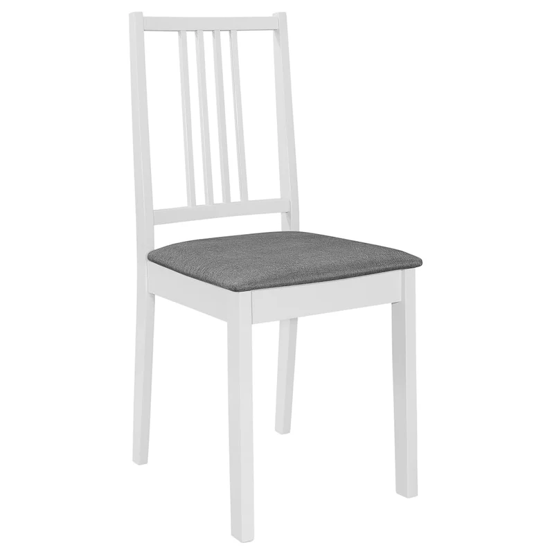 Lot de 2 chaises de salle à manger design classique avec coussins gris cadre en bois blanc DEC025464