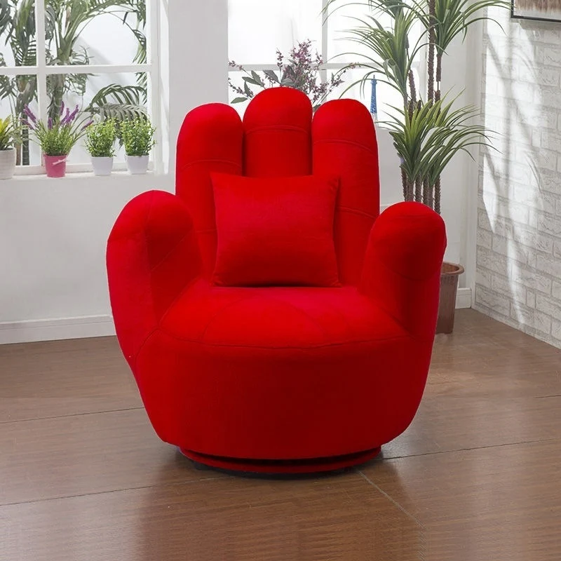 Contemporary Creative Palm Five Fingers Velvet Plywood Iron Sponge Swivel Accent Chair Backrest Armrest For Living Room