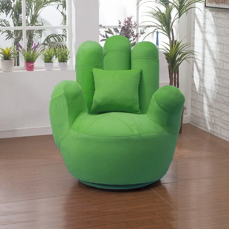 Contemporary Creative Palm Five Fingers Velvet Plywood Iron Sponge Swivel Accent Chair Backrest Armrest For Living Room