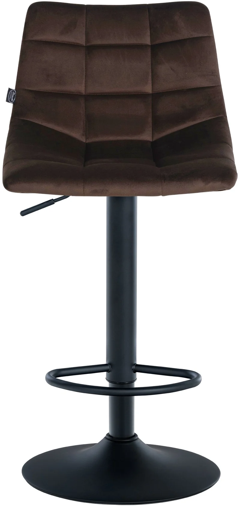 Tabouret de bar x1 moderne en velours marron motif matelassé piètement trompette métal noir 10_0005662