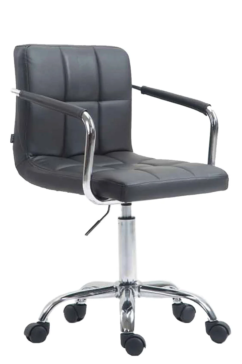 Chaise de bureau sur roulettes avec accoudoirs hauteur réglable en PVC gris et métal chromé 10_0007117
