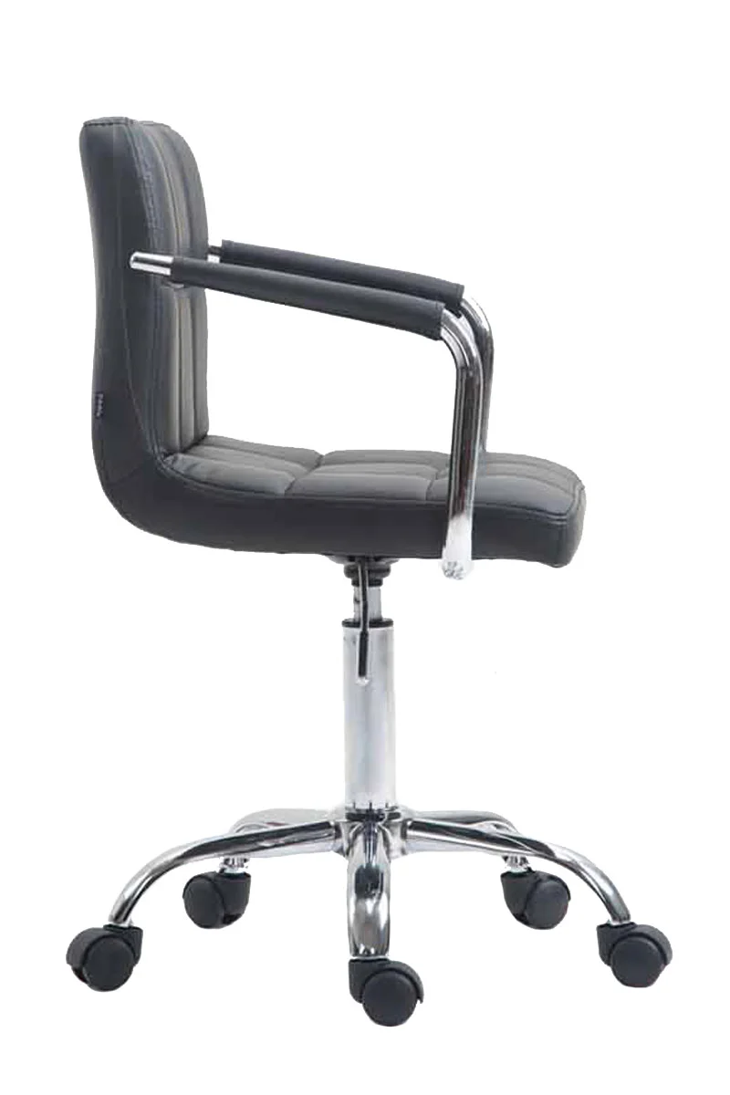 Chaise de bureau sur roulettes avec accoudoirs hauteur réglable en PVC gris et métal chromé 10_0007117