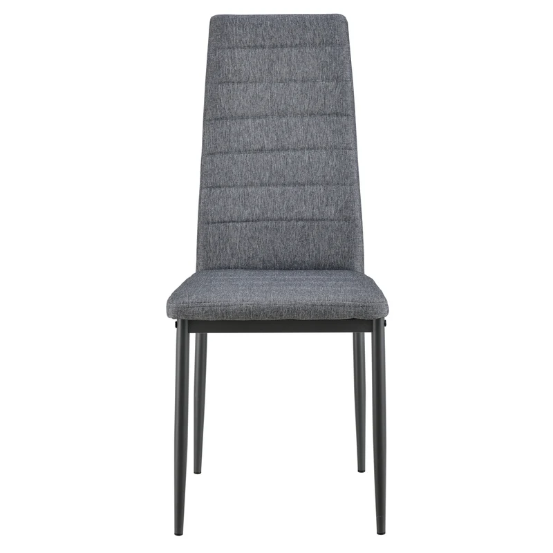 Lot de 4 Chaises de Salle à Manger Siège de Cuisine Rembourré Acier et tissu Gris 03_0002798