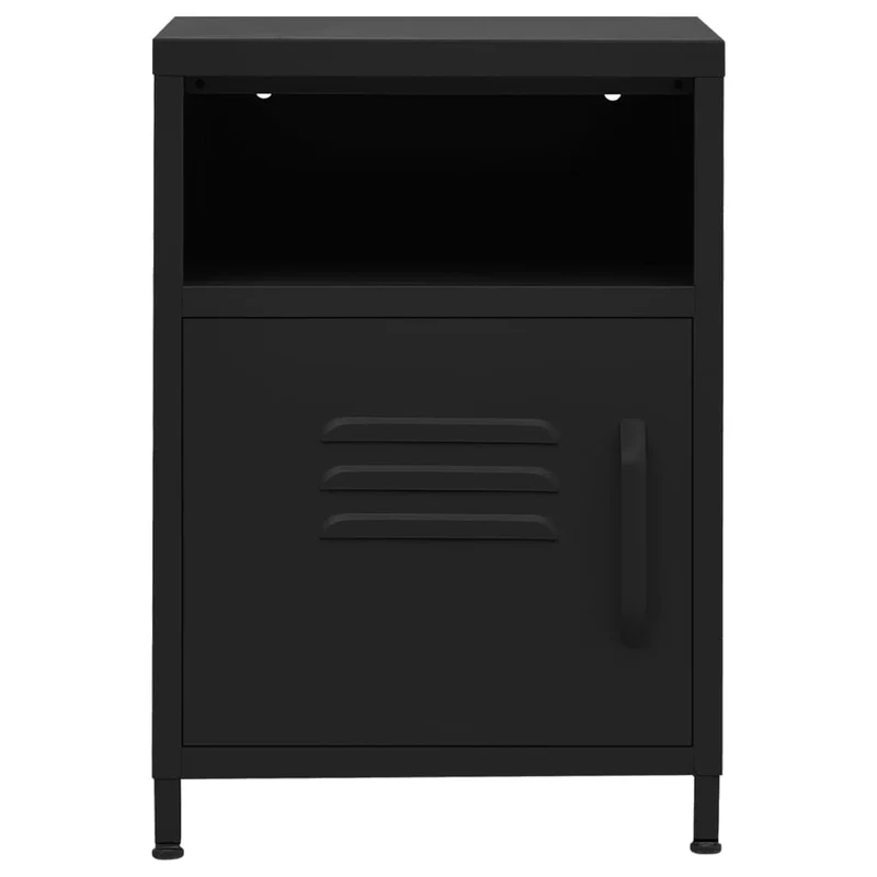 Lot de 2 tables de chevet avec 1 étagère ouverte et 1 porte 35 x 35 x 51 cm acier noir DEC035475