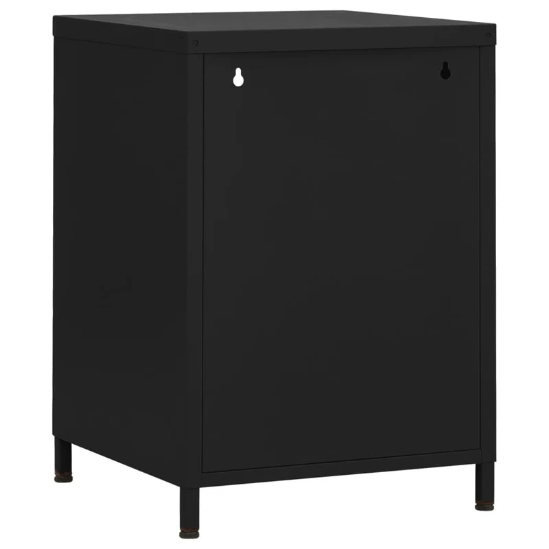 Lot de 2 tables de chevet avec 1 étagère ouverte et 1 porte 35 x 35 x 51 cm acier noir DEC035475