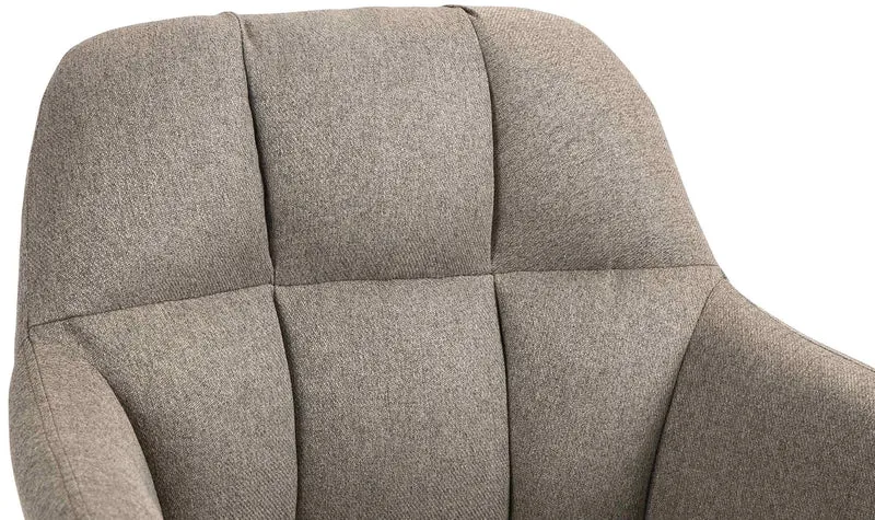 Tabouret de bar chaise haute x1 fonction rotation 360° en tissu taupe avec coutures décoratives piètement métal noir 10_0005278