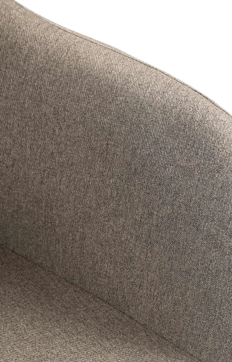 Tabouret de bar chaise haute x1 fonction rotation 360° en tissu taupe avec coutures décoratives piètement métal noir 10_0005278