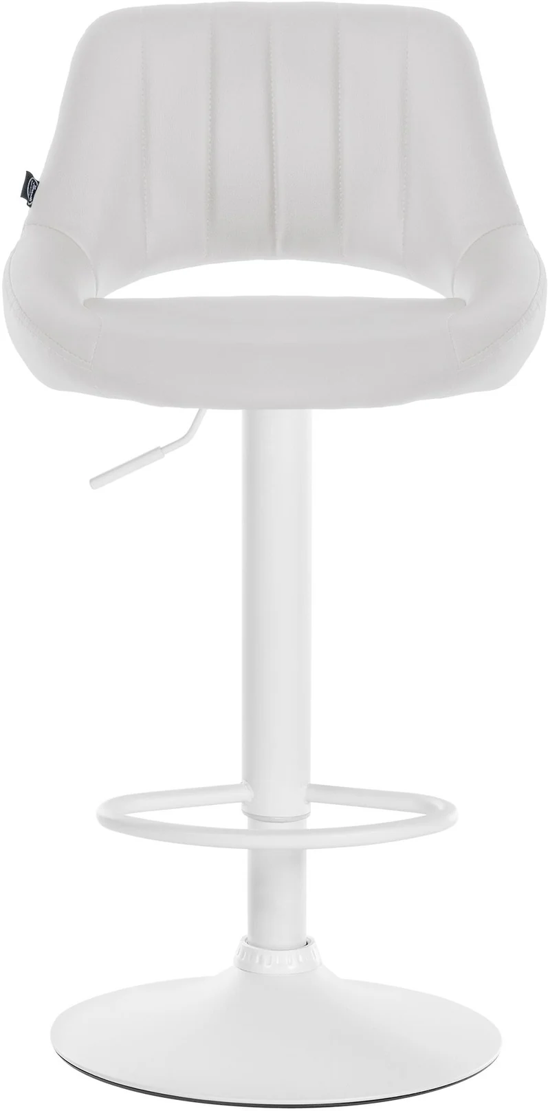 Lot de 2 tabourets de bar chaises hautes réglables en PVC blanc dossier ajouré et pied métal blanc 10_0006492