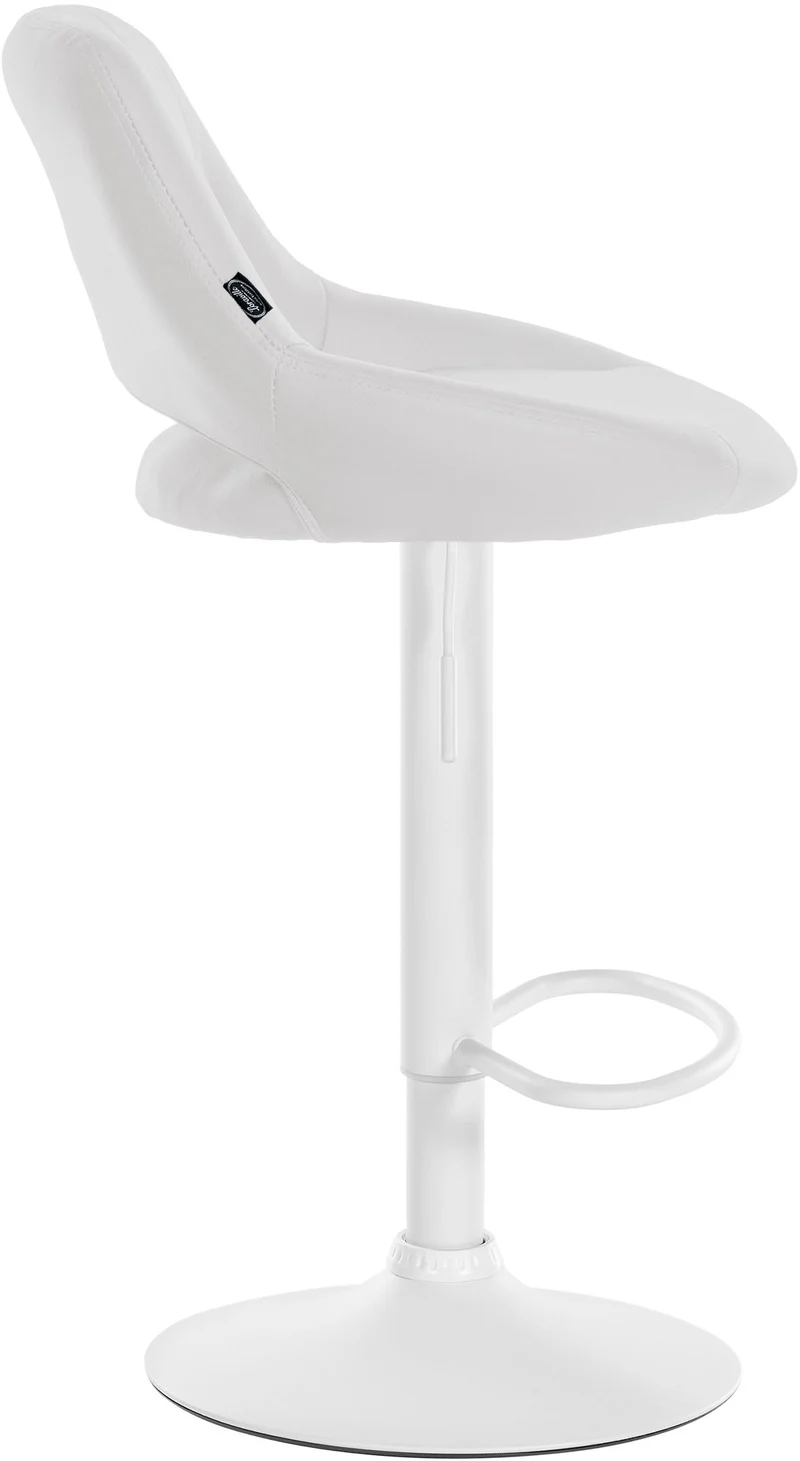 Lot de 2 tabourets de bar chaises hautes réglables en PVC blanc dossier ajouré et pied métal blanc 10_0006492