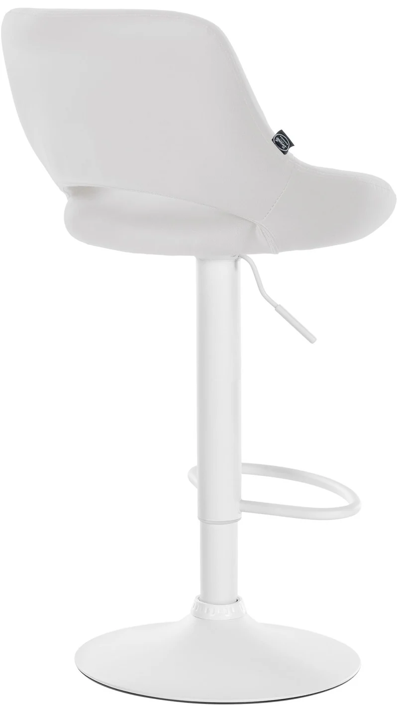 Lot de 2 tabourets de bar chaises hautes réglables en PVC blanc dossier ajouré et pied métal blanc 10_0006492