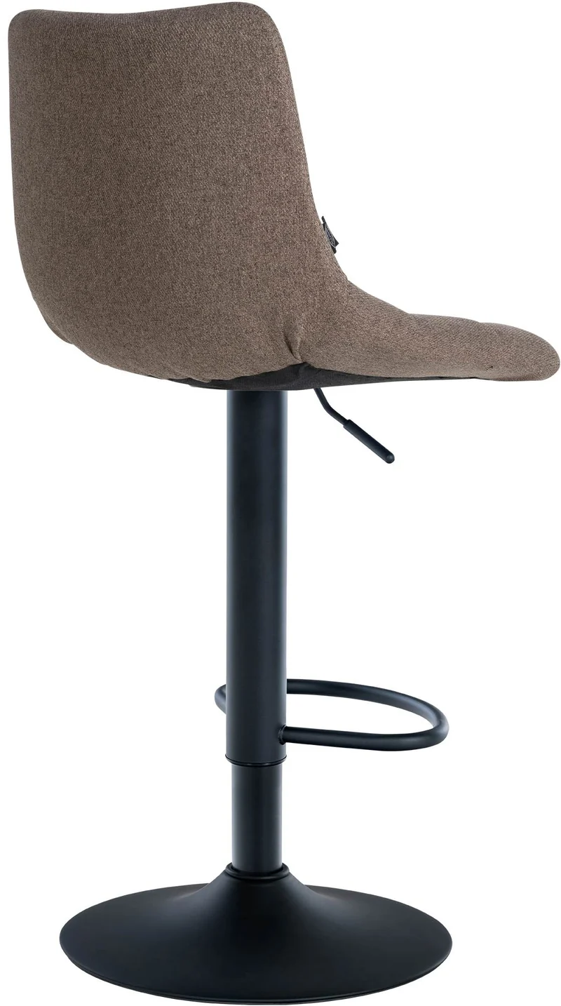Tabouret de bar x1 moderne en tissu taupe motif matelassé piètement trompette métal noir 10_0005645