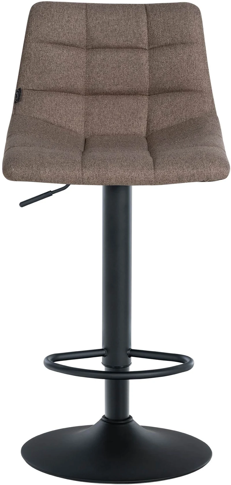 Tabouret de bar x1 moderne en tissu taupe motif matelassé piètement trompette métal noir 10_0005645