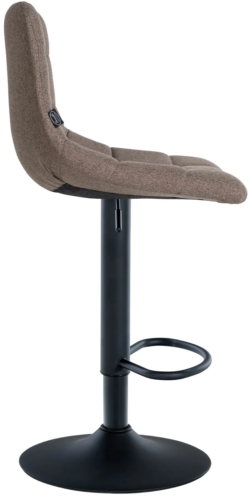 Tabouret de bar x1 moderne en tissu taupe motif matelassé piètement trompette métal noir 10_0005645