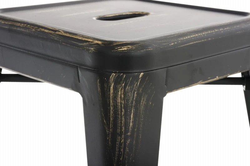 Lot de 4 tabourets design industriel hauteur 46 cm empilable en métal noir-doré 10_0004520
