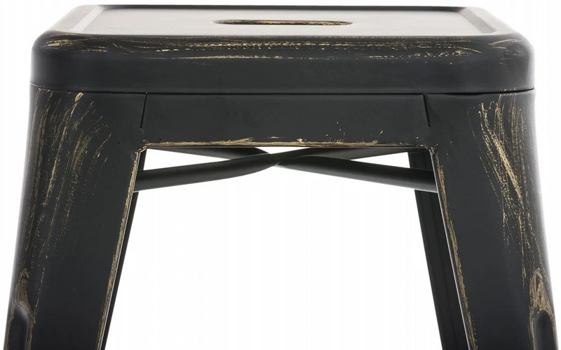 Lot de 4 tabourets design industriel hauteur 46 cm empilable en métal noir-doré 10_0004520