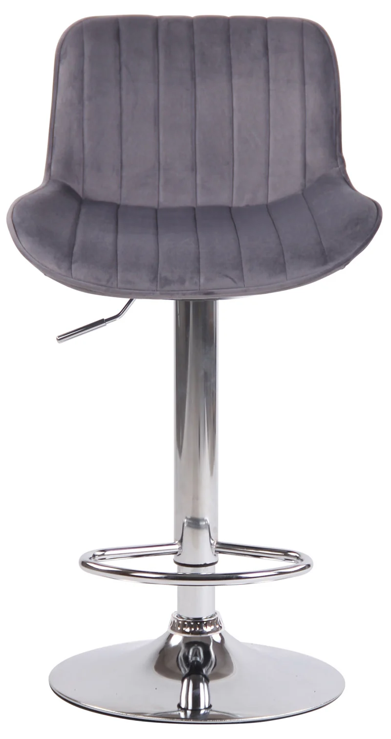 Lot de 2 tabourets de bar moderne confortable réglable en velours gris foncé pied trompette métal TDB10394