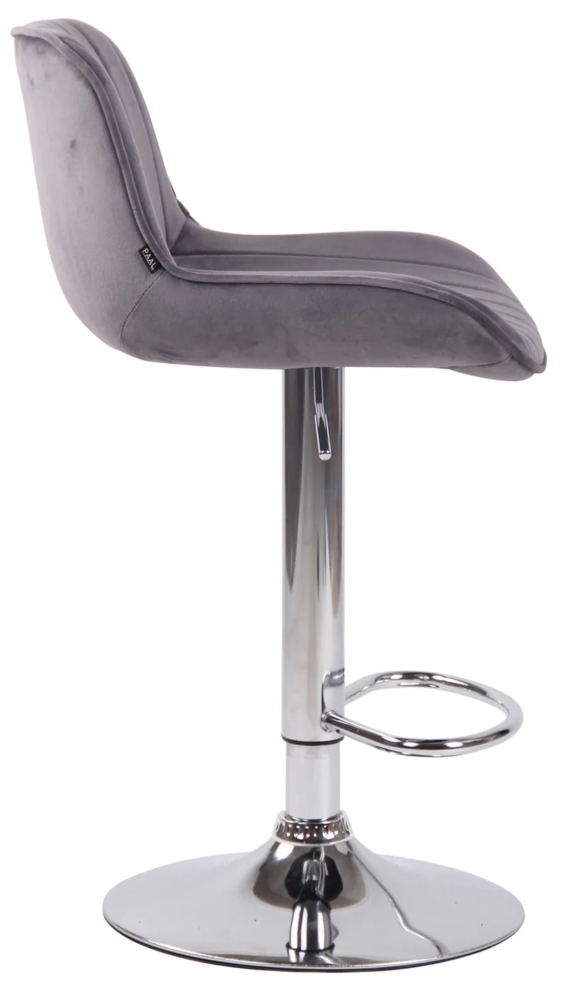 Lot de 2 tabourets de bar moderne confortable réglable en velours gris foncé pied trompette métal TDB10394